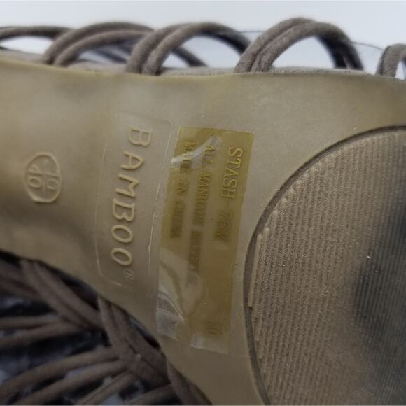 Bamboo Brown Suede Zip Back Heels Zipper Back Foot Hugging Heel Snug fit Size 10 - Picture 10 of 11